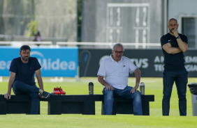 Duilio, Roberto e Alessandro acompanharam as atividades do Corinthians no CT Joaquim Grava