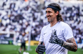 Cssio durante aquecimento antes do jogo entre Corinthians e Grmio na Neo Qumica Arena