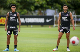Du Queiroz e Giuliano participaram das atividades preparatrias para o jogo contra o Botafogo-SP