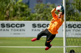 Guilherme Castellani em treino do Corinthians, no CT