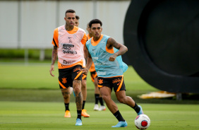 Luan e Du Queiroz no treino do Corinthians desta sexta-feira