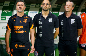 Vtor Pereira, Filipe Almeida e Lus Miguel na partida com o Palmeiras desta quinta-feira
