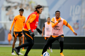 Cssio e J participaram do treino do Corinthians nesta sexta-feira