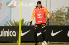 Goleiro Cssio durante treino do Corinthians