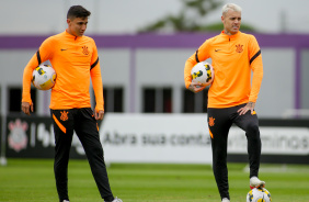 Rger Guedes e Gustavo Mantuan no treinamento de hoje