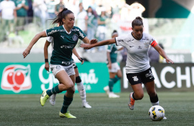 Tamires durante a partida entre Corinthians e Palmeiras pelo Brasileiro Feminino
