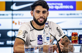 Yuri Alberto concede entrevista coletiva como jogador do Corinthians