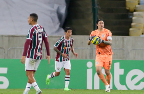 Goleiro Cssio em ao no confronto entre Corinthians e Fluminense nesta quarta-feira