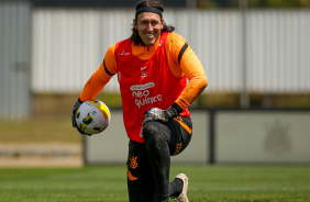 Cssio durante treino do Corinthians antes de Majestoso