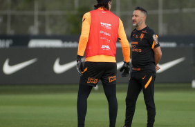 Cssio e Vtor Pereira durante o ltimo treinamento da temporada