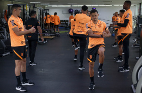 Balbuena e Romero na academia durante treino do Corinthians