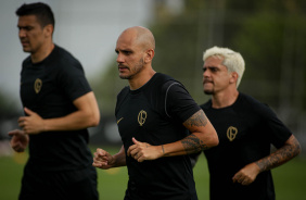 Balbuena, Fbio Santos e Fagner durante treino do Corinthians no CT Joaquim Grava