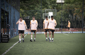 Bazzinho, Yan, Lucas Martins e Tatinho durante pré-temporada do time de futsal do Corinthians