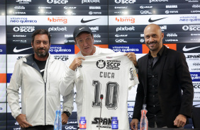 Cuca durante coletiva nesta sexta-feira