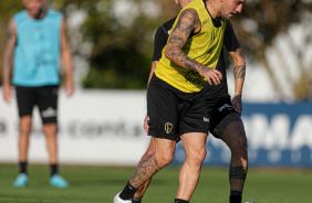 Gustavo Mosquito e Fbio Santos no treino desta segunda
