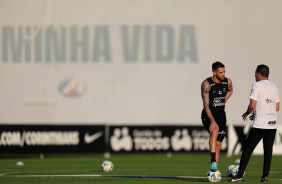Renato Augusto e Luxemburgo no treino desta segunda