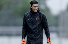 Cssio em treino do Corinthians no CT