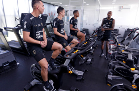 Giovane, Matheus Arajo, Wesley e Raul Gustavo fazendo exerccios de pr-temporada