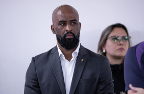 Fabinho Soldado durante apresentação do novo treinador do Corinthians