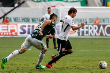 Romero em a��o na tarde deste domingo pela final do campeonato paulista