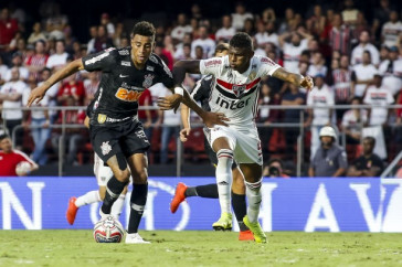 Gustagol em jogada contra o S�o Paulo, pela final do Campeonato Paulista 2019