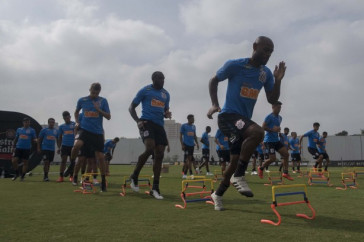 Jogadores treinam forte para jogo contra o Santos, pela semifinal do Paulist�o 2019