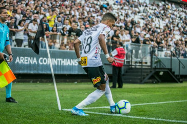 Pedrinho na vit�ria contra o Botafogo, na Arena Corinthians, pelo Brasileir�o