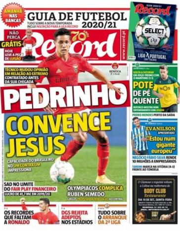 Jornal colocou Pedrinho na capa nesta quinta-feira