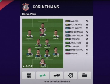 O time titular do Corinthians no PES 2021