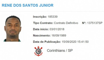 Ren Jnior voltou a ter vnculo com o Corinthians no dia 15 de setembro; volante segue sem destino