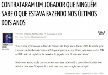 Reprodução Fórum do Meu Timão