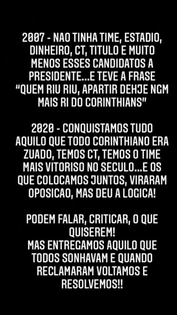 Filho de Andrés desabafa em Instagram após eleição