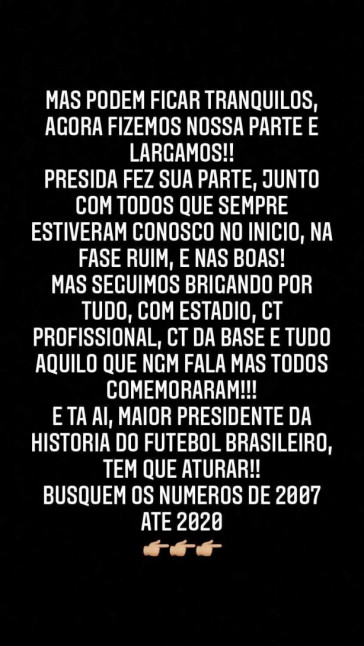 Publicação de Lucas Sanchez, filho de Andrés, no Instagram