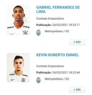 Gabriel Lima, que já esteve emprestado ao Figueirense, e Kevin Emmel, já apareceram no BID como jogadores do Metropolitano (SC)