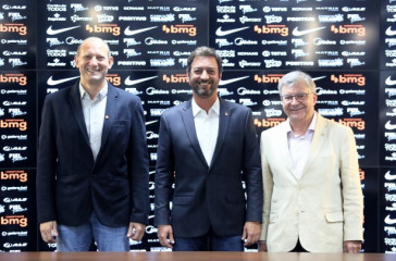 Luiz Wagner Alcântara, o "Wagnão" (vice), Duilio Monteiro Alves e Elie Werdo (vice) durante a coletiva de imprensa, no dia 4 de janeiro