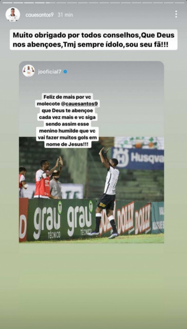 Cauê respondeu e agradeceu Jô pelas felicitações