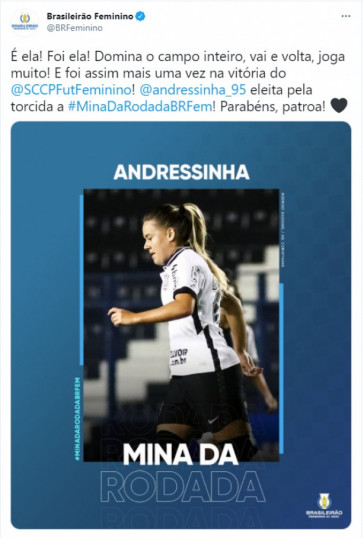 Andressinha foi eleita a "mina da rodada" do Brasileirão