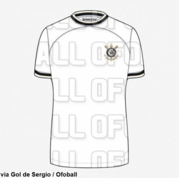 Parte frontal do possível uniforme do Corinthians na temporada 2022/23
