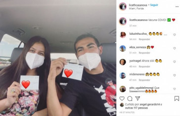 Esposa do meia Junior Sornoza compartilhou foto após vacinação contra Covid-19