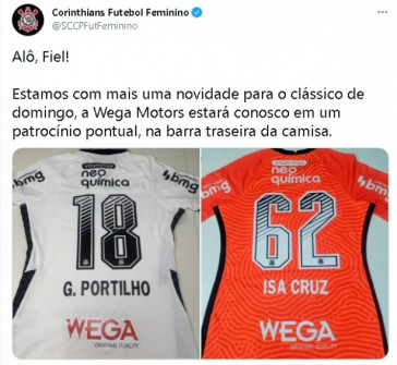 Corinthians terá Wega Motors como patrocínio pontual para o Dérbi