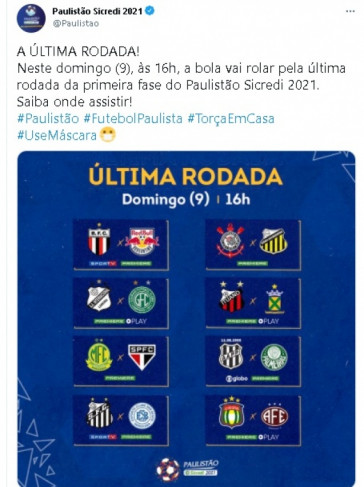 Jogos do Paulista na última rodada