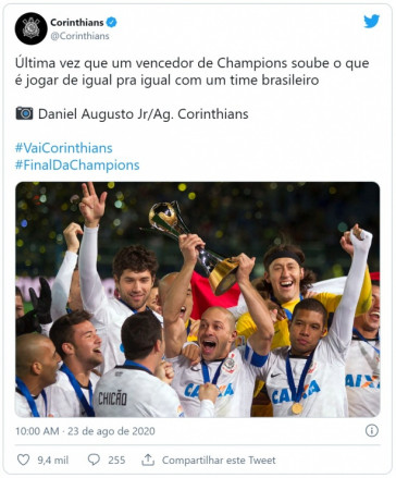 Publicao do Corinthians no Twitter