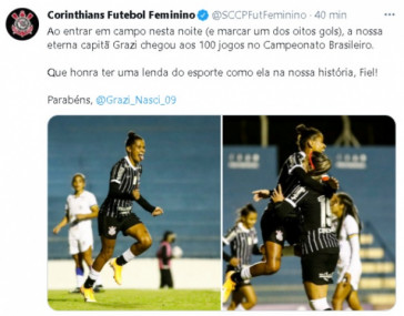 Grazi chegou a 100 jogos na história do Brasileiro