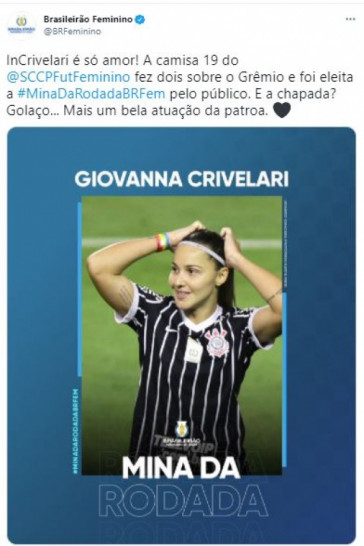 Giovanna Crivelari foi eleita a melhor jogadora da oitava rodada do Brasileirão 2021