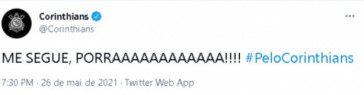 Tweet do Corinthians sobre o movimento