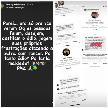 Filho de lateral-direito Fagner mostra mensagens de ódio recebidas pelo atleta