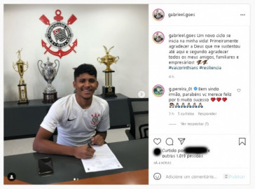 Gabriel chega ao Parque So Jorge por emprstimo para reforar a equipe Sub-20 do Corinthians