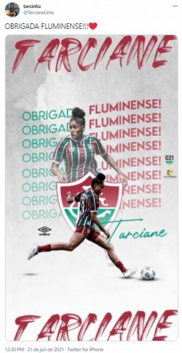 Tarciane já se despediu do Fluminense