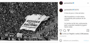 Gaviões da Fiel se pronuncia sobre caso de Danilo Avelar