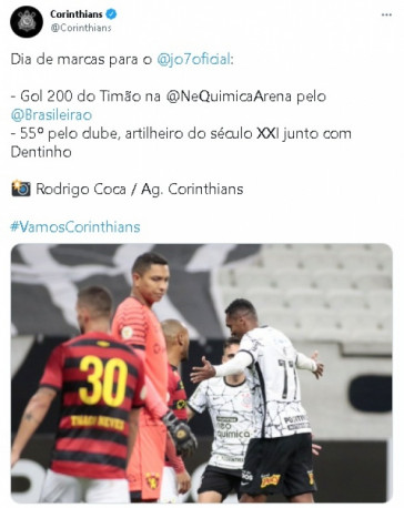 Corinthians comemorou as marcas do Jô